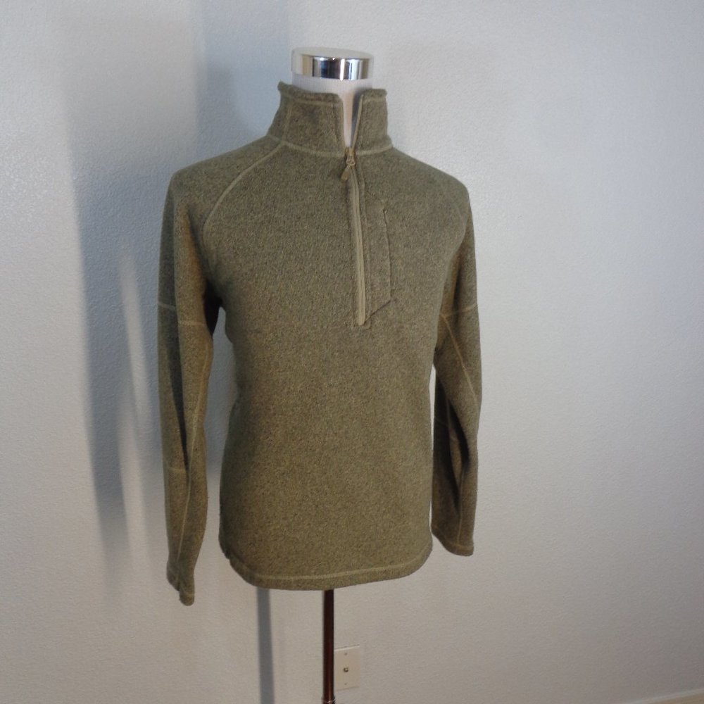 The North Face 1/4 Zip Pullover Knit Fleece Jacket Mens L Light Brown - Picture 2 of 6